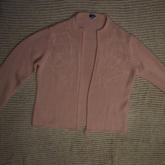 Pastel pink Tabi International sweater cardigan with embroidery - Picture 1 of 9